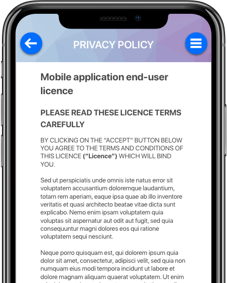Mobile application end-user licence